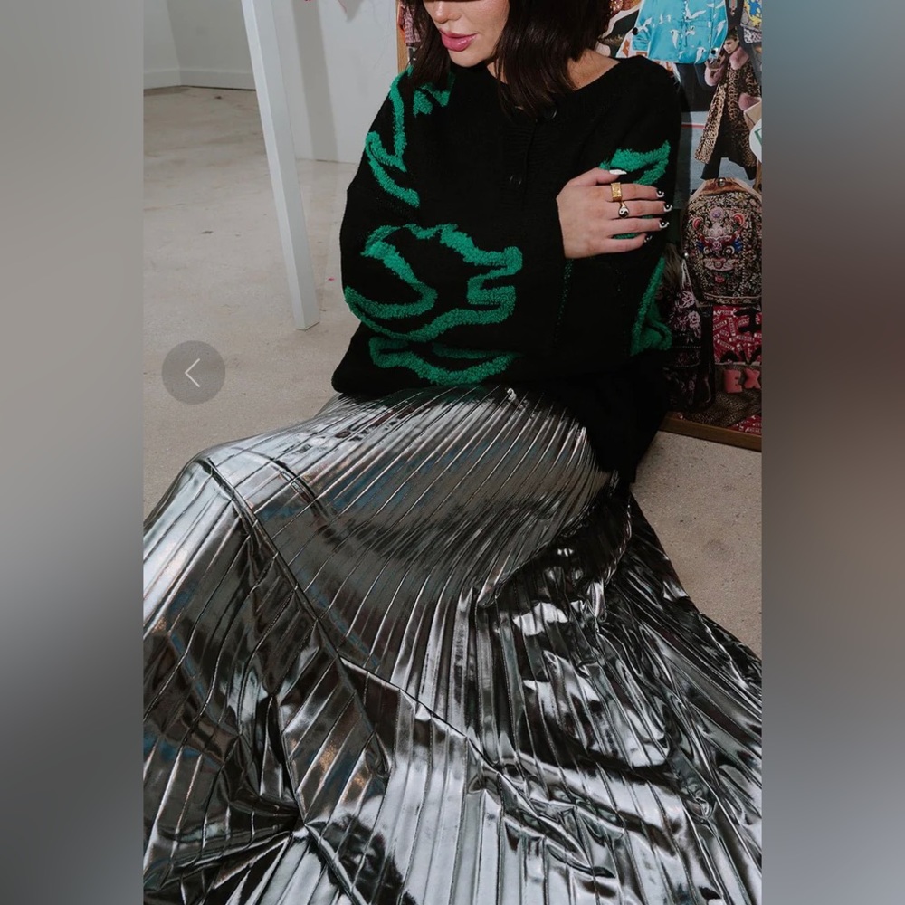 Dressed in LALA Silver Maxi Skirt